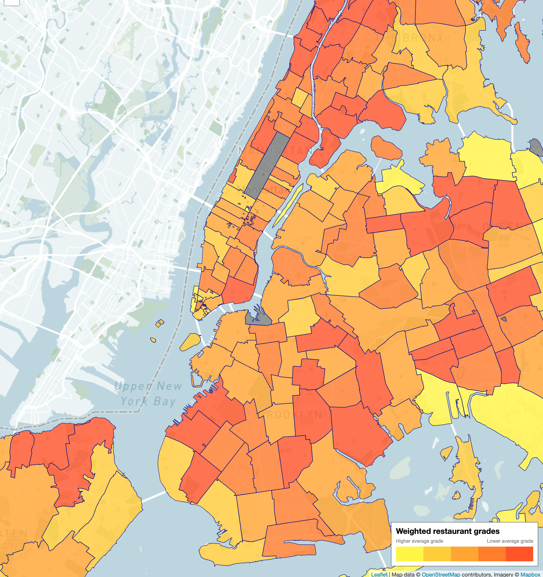 Restaurant grade map