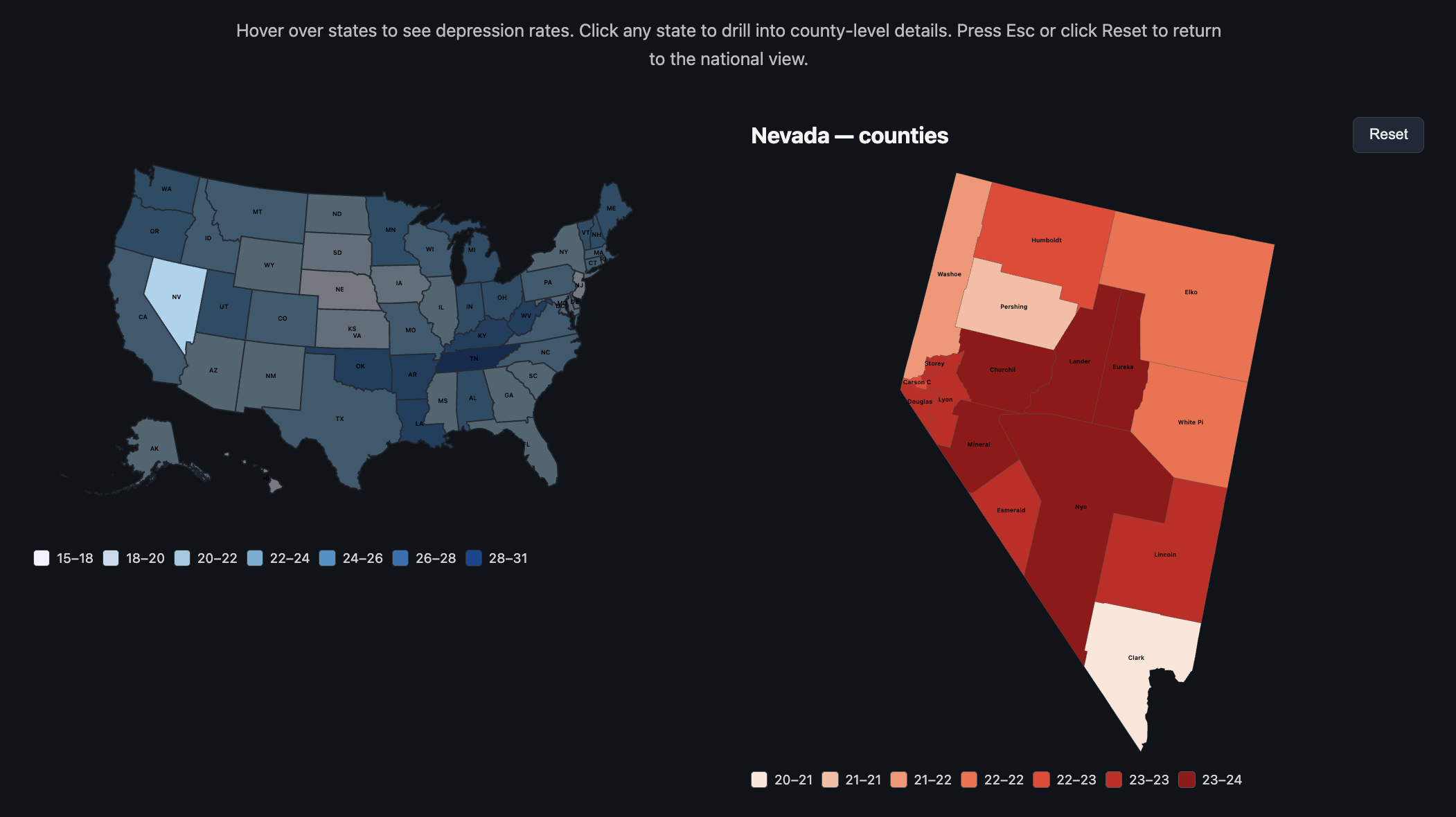 Figure 1: US Depression Rate by State Choropleth Map